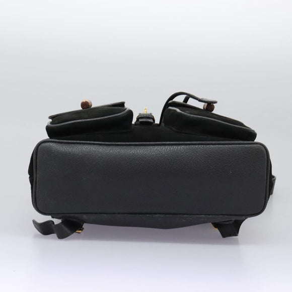 GUCCI Bamboo Backpack Suede Leather Black Gold 003 58 0016 Auth nb144