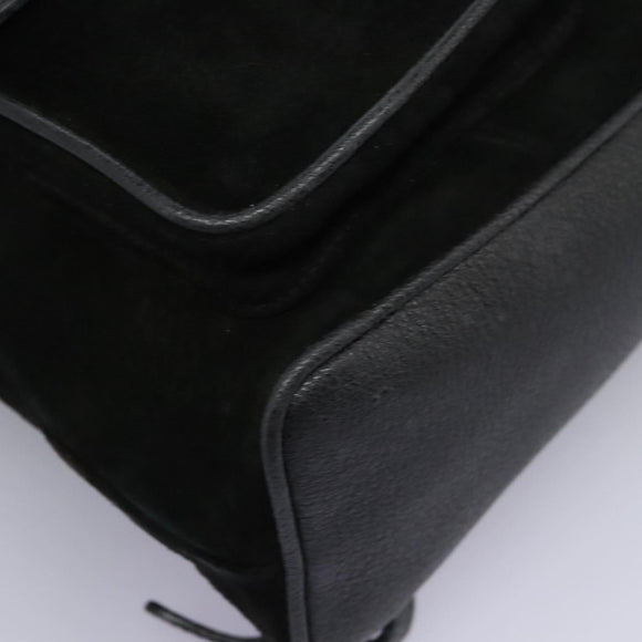 GUCCI Bamboo Backpack Suede Leather Black Gold 003 58 0016 Auth nb144