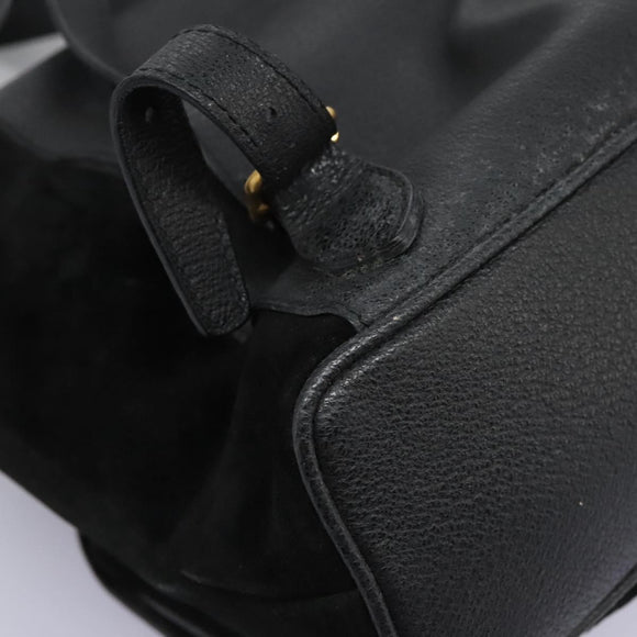 GUCCI Bamboo Backpack Suede Leather Black Gold 003 58 0016 Auth nb144