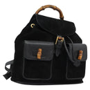 GUCCI Bamboo Backpack Suede Leather Black Gold 003 58 0016 Auth nb144-1