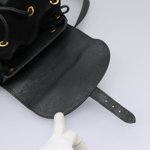 GUCCI Bamboo Backpack Suede Leather Black Gold 003 58 0016 Auth nb144