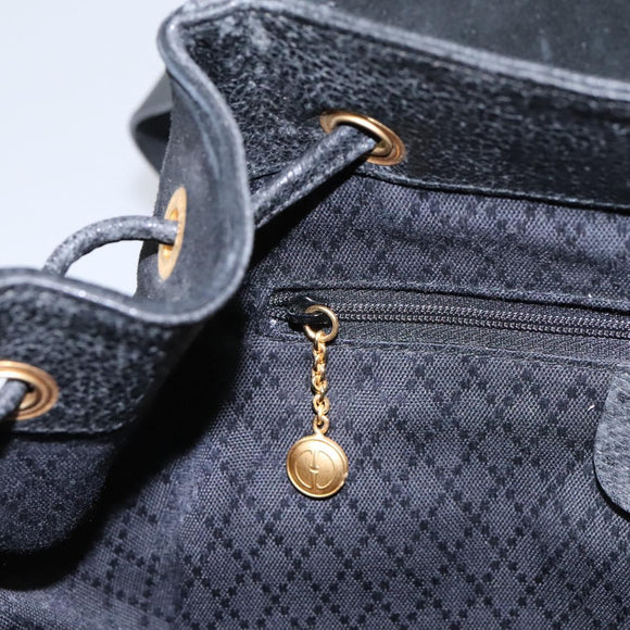 GUCCI Bamboo Backpack Suede Leather Black Gold 003 58 0016 Auth nb144