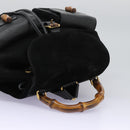 GUCCI Bamboo Backpack Suede Leather Black Gold 003 58 0016 Auth nb144-6