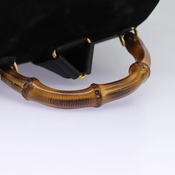 GUCCI Bamboo Backpack Suede Leather Black Gold 003 58 0016 Auth nb144