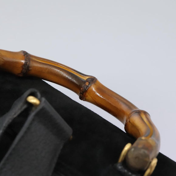 GUCCI Bamboo Backpack Suede Leather Black Gold 003 58 0016 Auth nb144