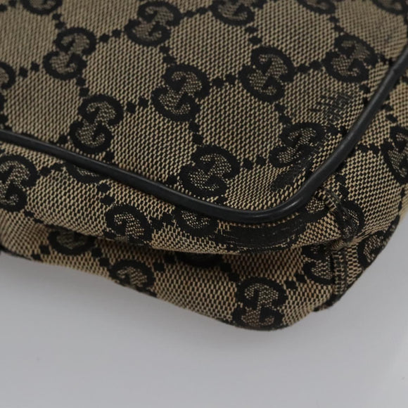 GUCCI GG Canvas Shoulder Bag Beige Black 018 1619 Auth nb171