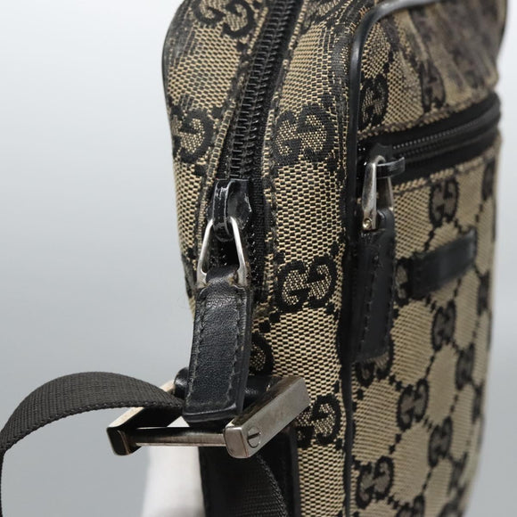 GUCCI GG Canvas Shoulder Bag Beige Black 018 1619 Auth nb171