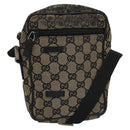 GUCCI GG Canvas Shoulder Bag Beige Black 018 1619 Auth nb171-1