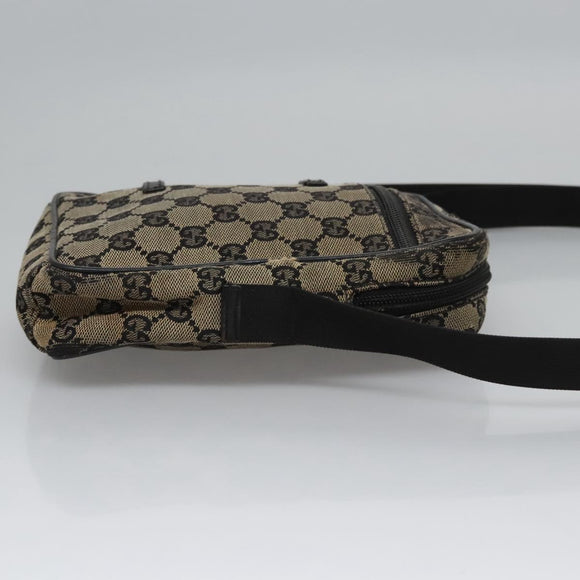 GUCCI GG Canvas Shoulder Bag Beige Black 018 1619 Auth nb171