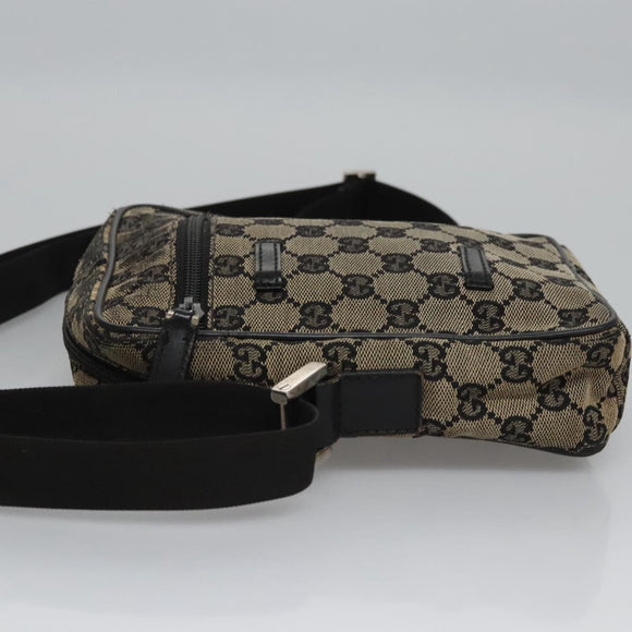 GUCCI GG Canvas Shoulder Bag Beige Black 018 1619 Auth nb171