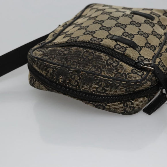 GUCCI GG Canvas Shoulder Bag Beige Black 018 1619 Auth nb171