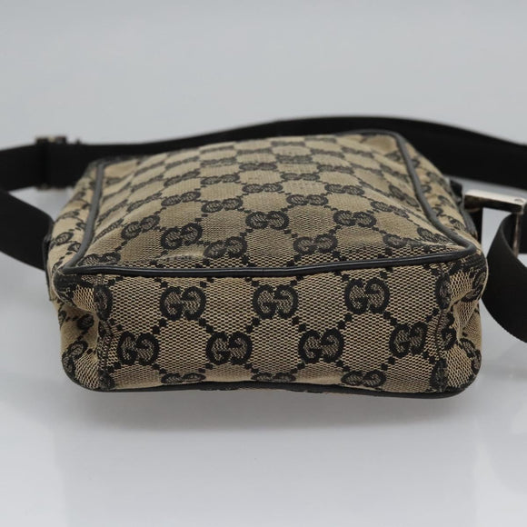GUCCI GG Canvas Shoulder Bag Beige Black 018 1619 Auth nb171