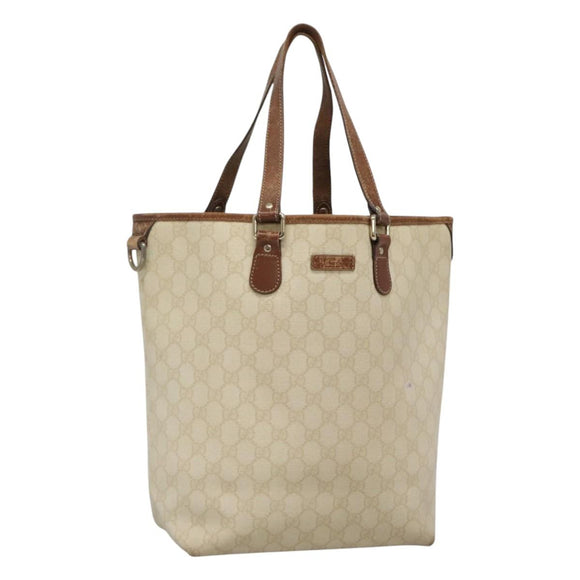 GUCCI GG Supreme Tote Bag PVC Leather White 189896 Auth nb175