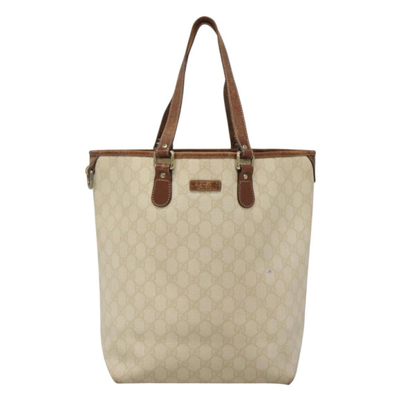 GUCCI GG Supreme Tote Bag PVC Leather White 189896 Auth nb175