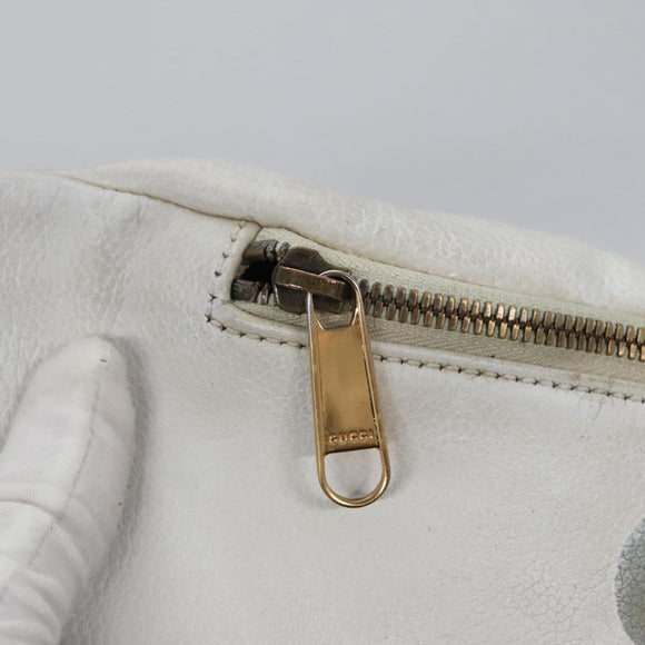 GUCCI Sherry Line Shoulder Bag Leather White Red Navy 493869 Auth nb189