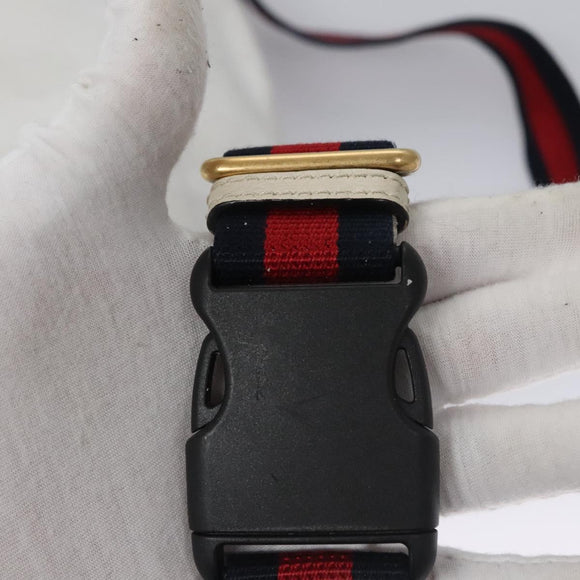 GUCCI Sherry Line Shoulder Bag Leather White Red Navy 493869 Auth nb189