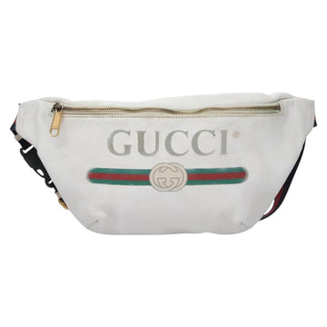 GUCCI Sherry Line Shoulder Bag Leather White Red Navy 493869 Auth nb189 - 0