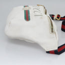 GUCCI Sherry Line Shoulder Bag Leather White Red Navy 493869 Auth nb189-4