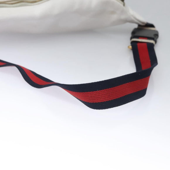 GUCCI Sherry Line Shoulder Bag Leather White Red Navy 493869 Auth nb189