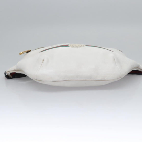 GUCCI Sherry Line Shoulder Bag Leather White Red Navy 493869 Auth nb189