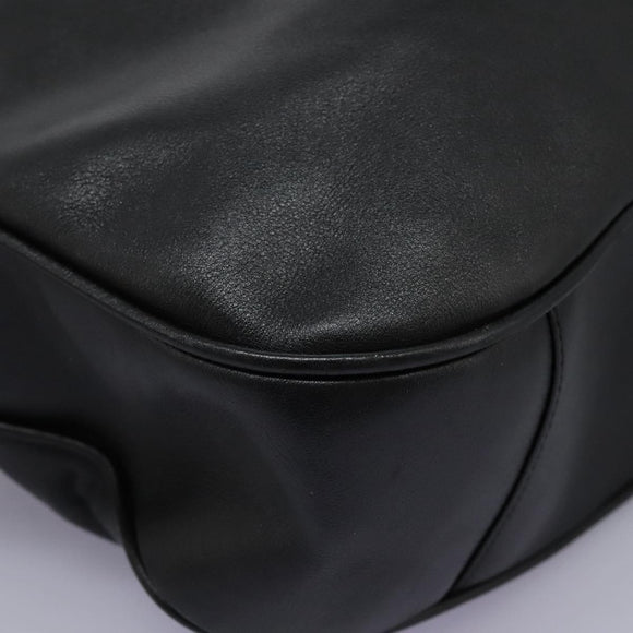 GUCCI Bamboo Hand Bag Leather 2way Black Gold 001 1014 1577 0 Auth nb190
