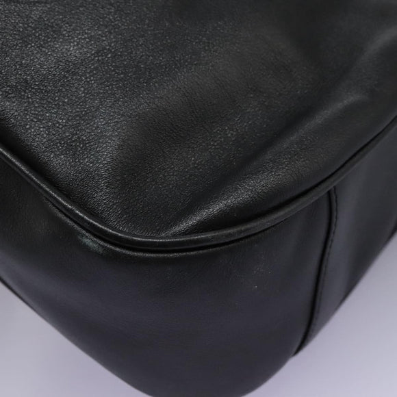 GUCCI Bamboo Hand Bag Leather 2way Black Gold 001 1014 1577 0 Auth nb190