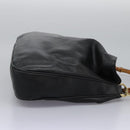 GUCCI Bamboo Hand Bag Leather 2way Black Gold 001 1014 1577 0 Auth nb190-4
