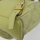 GUCCI Bamboo Backpack Suede Leather Green Gold 003 1956 0030 Auth nb201-17