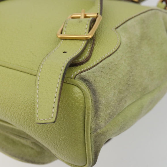GUCCI Bamboo Backpack Suede Leather Green Gold 003 1956 0030 Auth nb201