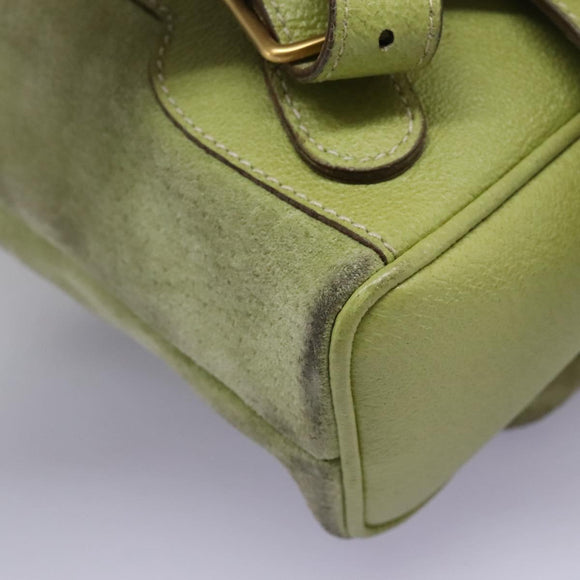 GUCCI Bamboo Backpack Suede Leather Green Gold 003 1956 0030 Auth nb201