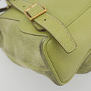 GUCCI Bamboo Backpack Suede Leather Green Gold 003 1956 0030 Auth nb201-18