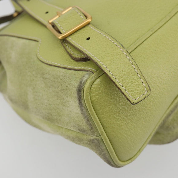 GUCCI Bamboo Backpack Suede Leather Green Gold 003 1956 0030 Auth nb201