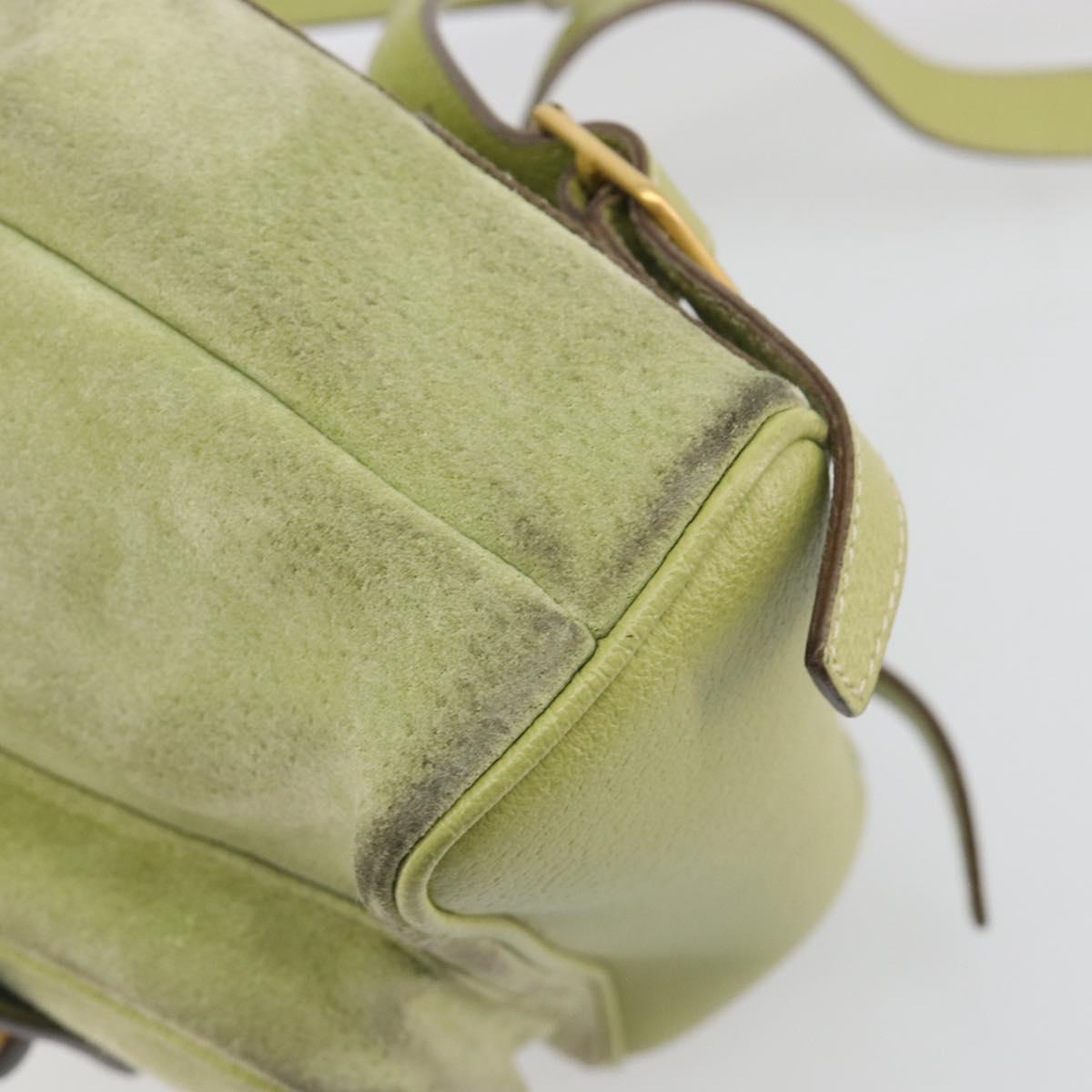 GUCCI Bamboo Backpack Suede Leather Green Gold 003 1956 0030 Auth nb201 GUCCI Bamboo Backpack Suede Leather Green Gold 003 1956 0030  main image 3
