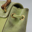 GUCCI Bamboo Backpack Suede Leather Green Gold 003 1956 0030 Auth nb201-17