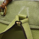 GUCCI Bamboo Backpack Suede Leather Green Gold 003 1956 0030 Auth nb201-18