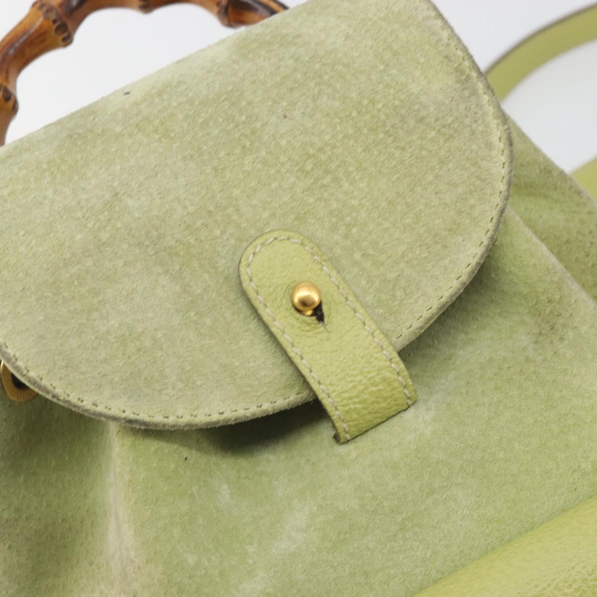 GUCCI Bamboo Backpack Suede Leather Green Gold 003 1956 0030 Auth nb201 GUCCI Bamboo Backpack Suede Leather Green Gold 003 1956 0030  main image 4
