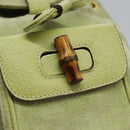 GUCCI Bamboo Backpack Suede Leather Green Gold 003 1956 0030 Auth nb201-21