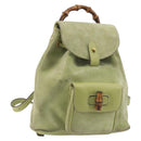 GUCCI Bamboo Backpack Suede Leather Green Gold 003 1956 0030 Auth nb201-1