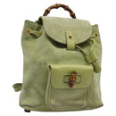 GUCCI Bamboo Backpack Suede Leather Green Gold 003 1956 0030 Auth nb201-1