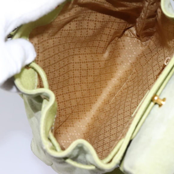 GUCCI Bamboo Backpack Suede Leather Green Gold 003 1956 0030 Auth nb201