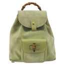 GUCCI Bamboo Backpack Suede Leather Green Gold 003 1956 0030 Auth nb201-13