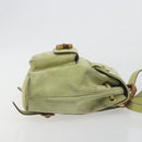 GUCCI Bamboo Backpack Suede Leather Green Gold 003 1956 0030 Auth nb201-3
