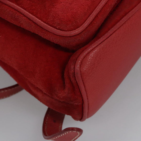 GUCCI Bamboo Rucksack Wildleder Rot Gold 003 2058 0016 Auth nb202