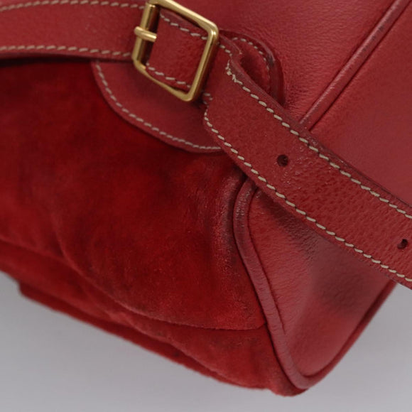 GUCCI Bamboo Rucksack Wildleder Rot Gold 003 2058 0016 Auth nb202