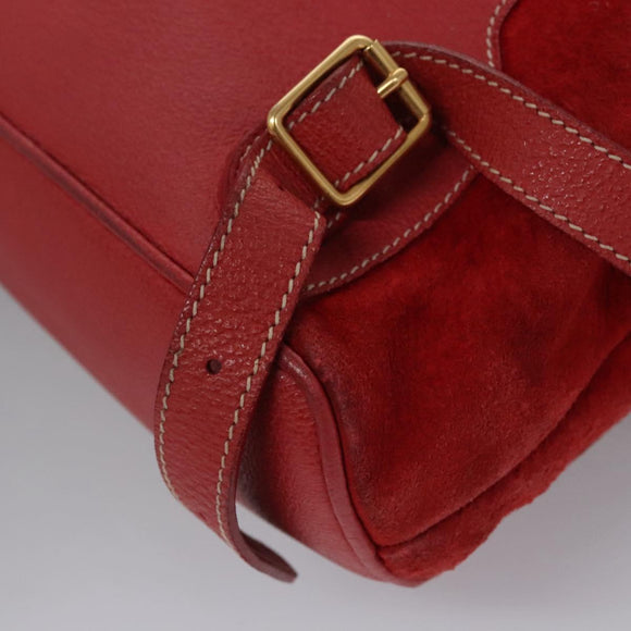 GUCCI Bamboo Rucksack Wildleder Rot Gold 003 2058 0016 Auth nb202