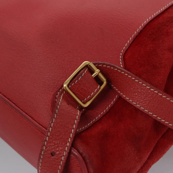 GUCCI Bamboo Rucksack Wildleder Rot Gold 003 2058 0016 Auth nb202