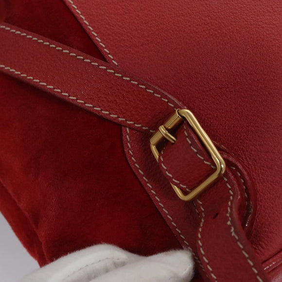 GUCCI Bamboo Rucksack Wildleder Rot Gold 003 2058 0016 Auth nb202