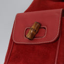 GUCCI Bamboo Rucksack Wildleder Rot Gold 003 2058 0016 Auth nb202-22