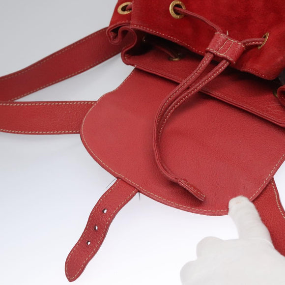 GUCCI Bamboo Rucksack Wildleder Rot Gold 003 2058 0016 Auth nb202