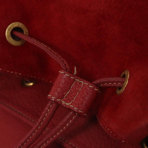 GUCCI Bamboo Rucksack Wildleder Rot Gold 003 2058 0016 Auth nb202